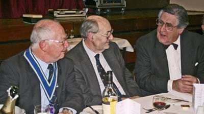 President Peter Vaughan with Wyre Forest MP Dr Richard Taylor and Graham Herbert, who was representing the Old Wolvernians' Association.