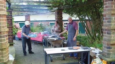 Master Chefs Martin Humphries and Pete Picken, ably assisted by Martin's wife, Heather, at work.