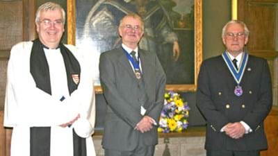Canon Owain Bell, Cllr Howard Martin and Colin Lloyd in their proper regalia.