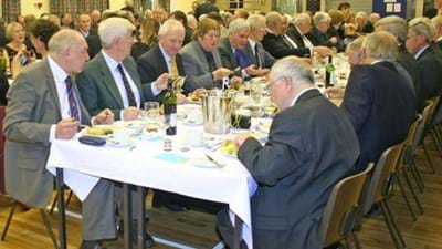 Woe betide anyone that get in the way of the 'class of 1954' eating and reminiscing!