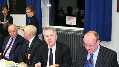 Stephen Wyer contemplates whether to consume his soup straight from the bowl!