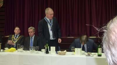 President Charlie Combes worries that Headteacher Tim Gulliver is choking!