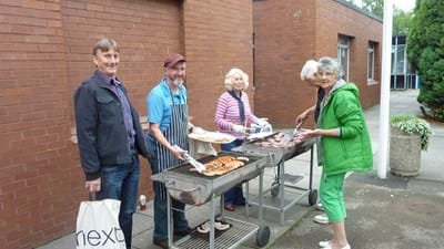 Retiring Headteacher Tim Gulliver pops in to keep an eye on things.
