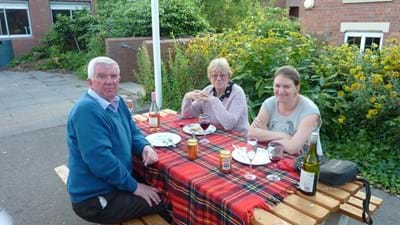 Pete Guy's table with the added sophistication of a tartan cloth!