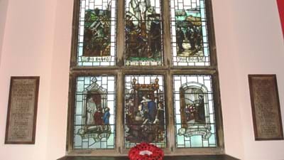 The impressive detail of the stained glass window.