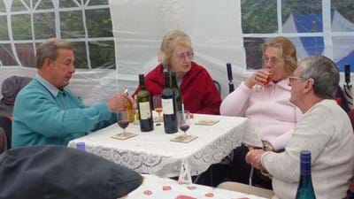 Polishing off just some of the vino on offer.