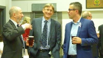 Senior Vice-President David Laverty with Secretary Tim Gulliver and Headteacher Steve Brownlow.