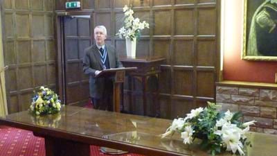 Our President, Stephen Wyer, leads the remembrance ceremony.