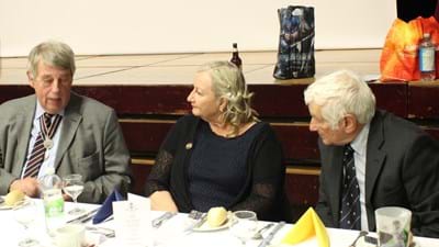 Some of our honoured guests in discussion with Treasurer Pete Picken.