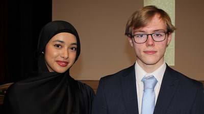 Head Students Nabeelah Begum and Oliver Caldwell, who were, and continue to be, a credit to the School.