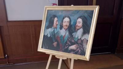 The props, courtesy of Messrs Simons (portrait and easel) and Picken (flowers).